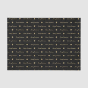 Negro y papel seda de las Felices Navidad del oro