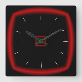 Negro y rojo > reloj cuadrado