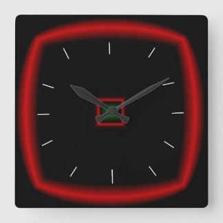 Negro y rojo > reloj cuadrado