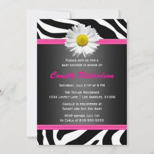 Negro y rosa, cebra, Chica Invitación a Baby Showe
