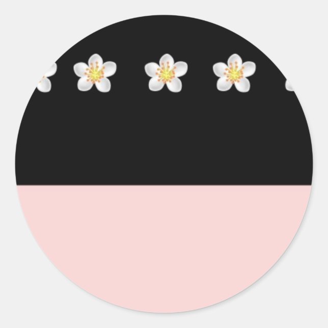 Negro y rosa con Pegatinas de flores (Anverso)