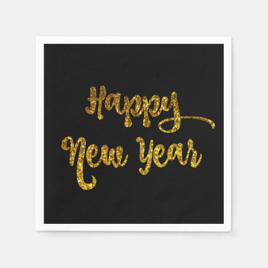 Negro y servilletas de la Feliz Año Nuevo del Servilleta Desechable