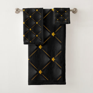 Negro y sistema de la toalla del cuarto de baño