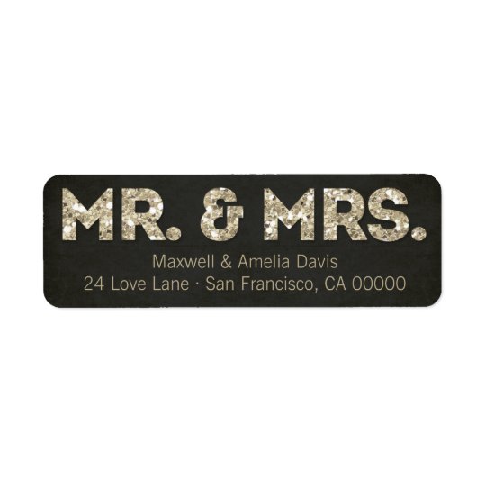 Negro y Sr. y señora Labels de la mirada del Etiqueta De Remite