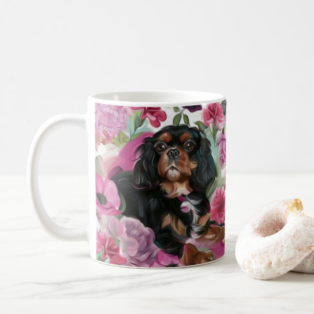 Negro y Tan Cavalier taza de café (Con donut)