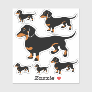 Negro y Tan Pegatinas Dachshund 6 tamaños diferent