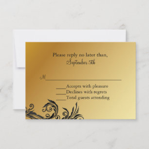 Negro y tarjeta de RSVP del aniversario de boda