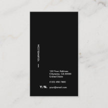 Negro y tarjeta de visita vertical de