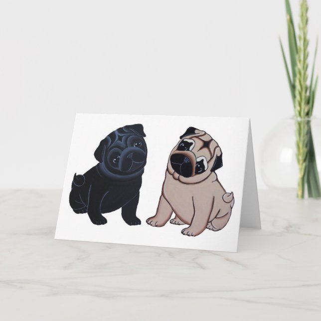 Negro y tarjetas de felicitación de los perritos (Anverso)