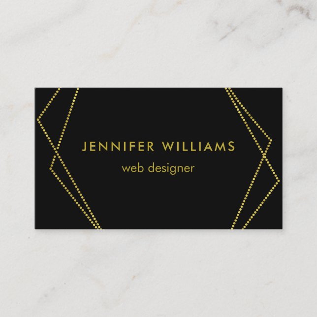 Negro y tarjetas de visita geométricas del oro (Anverso)