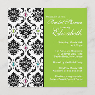 Negro y verde lima nupciales de la invitación de