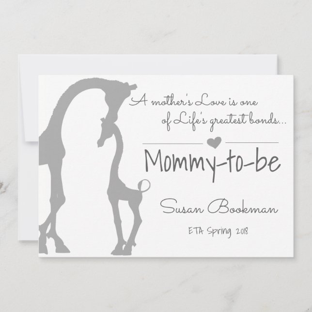 Nena Giraffe Mami Para Estar Embarazada Invitación (Anverso)