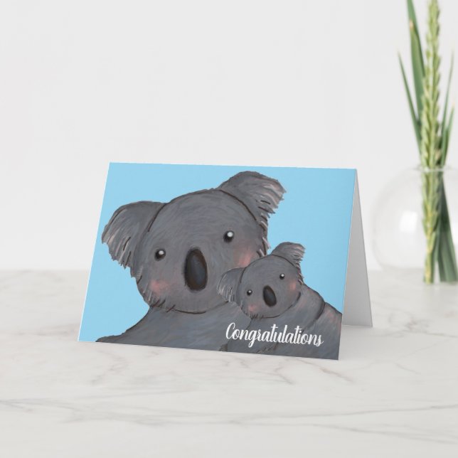 Nene felicita tarjeta azul koala (Anverso)