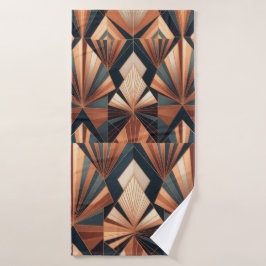 Neo Art Deco Teal Copper Geometric Sunburst