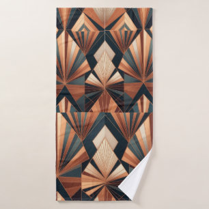 Neo Art Deco Turquesa Cobre Explosión de Sol