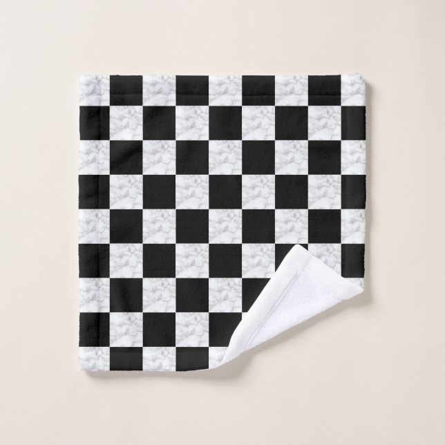 Neo Deco Black and Faux White Marble Checkerboard (Toallita)