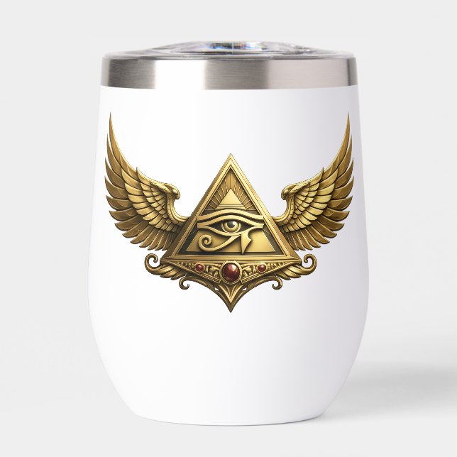 NeoAnkh | 3D Gold Eye of Horus & Winged Pyramid (Frente)