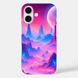 Neon Alien Planet iPhone 16 Funda | Cosmic P de Sc