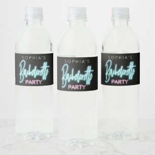 Neon Bachelorette Etiquetas de botella de agua
