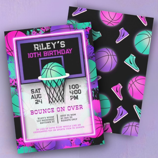 Neon Basketball Sneakers & Paint Splatter Cumpleañ (Subido por el creador)