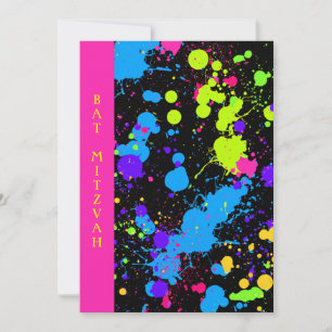 Neon, Bat Mitzvah, Invitación Personalizado