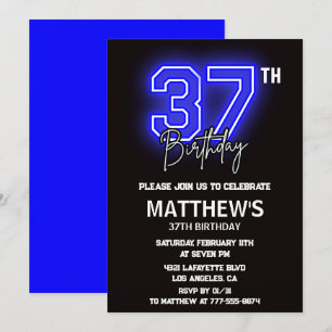 Neon Black 37 invitaciones de cumpleaños Men Sport