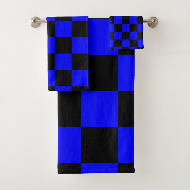 Neon Blue y Black Checkered Checkerboard Vintage (In situ)