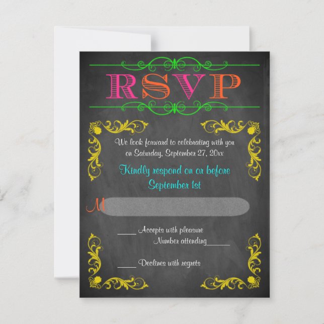 Neon Chalkboard Bat Mitzvah RSVP (Anverso)