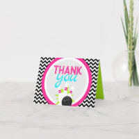 Neon Chevron Bowling Tarjetas de agradecimiento