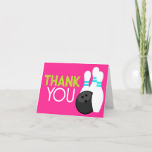 Neon Chica Bowling Tarjetas de agradecimiento