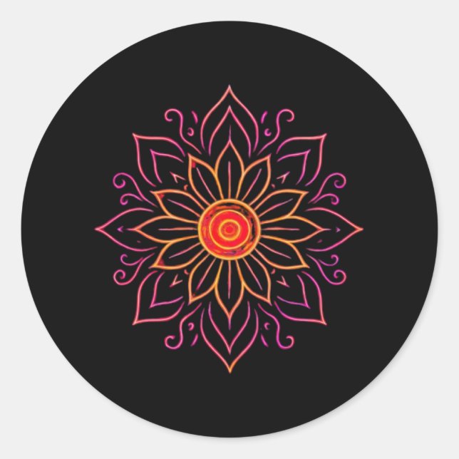 Neon Cosmic Mandala Pegatina | Ethereal Vintage Gl (Anverso)