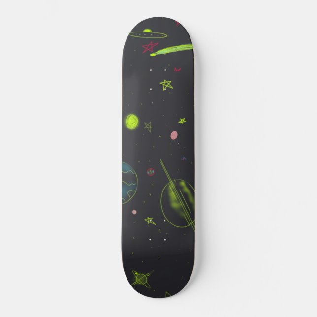 Neon Cosmos Universe Guay Skateboard Deck (Anverso)