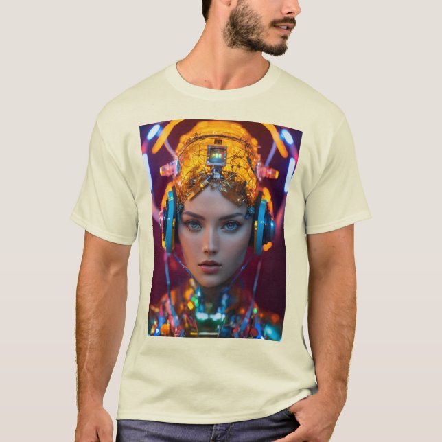 Neon Cyborg - Diseños futuristas de camisetas de c (Anverso)