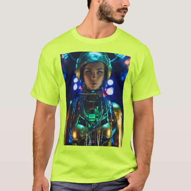 Neon Cyborg - Diseños futuristas de camisetas de c (Anverso)