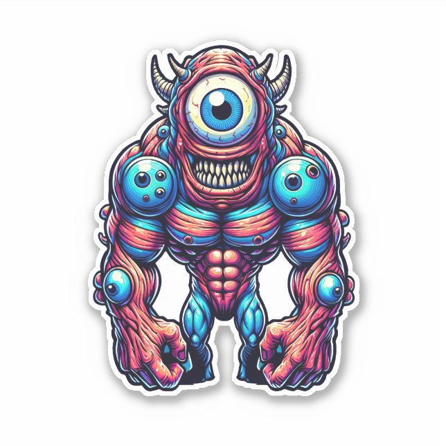 Neon Cyclops Monster Pegatina (Anverso)
