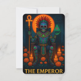 Neon Dia de los Muertos Emperador Tarot Card