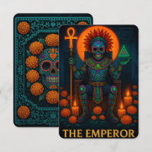 Neon Dia de los Muertos Emperador Tarot Card