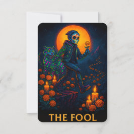 Neon Dia de los Muertos la tarjeta tonta Tarot