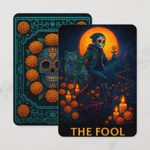 Neon Dia de los Muertos la tarjeta tonta Tarot