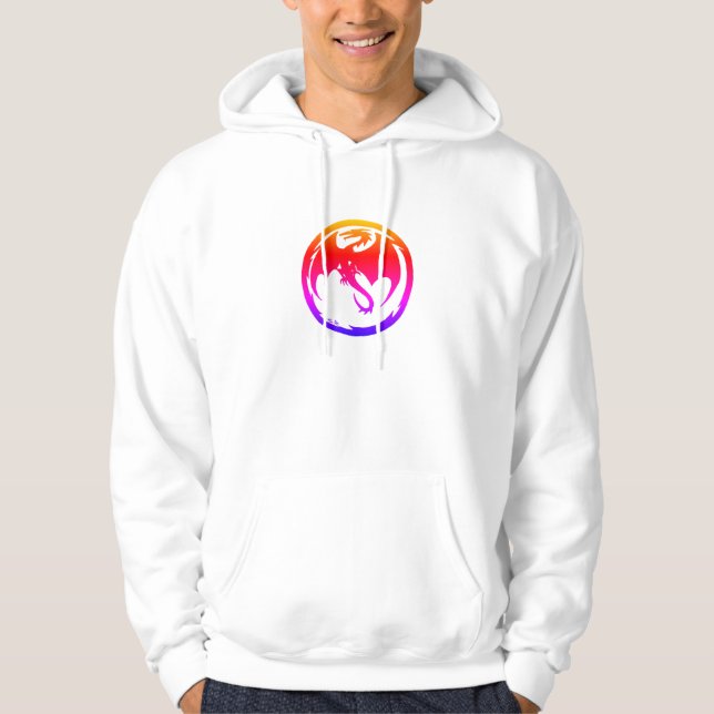 Neon Dragon hombres sudadera con capucha blanca (Anverso)