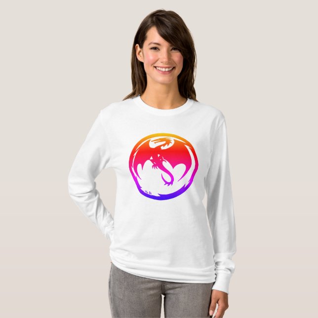 Neon Dragon mujeres camisa blanca de manga larga (Anverso completo)