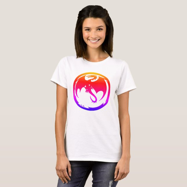 Neon Dragon mujeres camiseta blanca (Anverso completo)