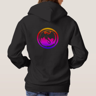 Neón Dragón negro sudadera encapuchada