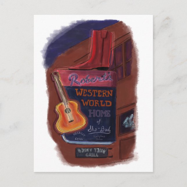 Neón en Broadway Nashville Tennessee - postal (Anverso)