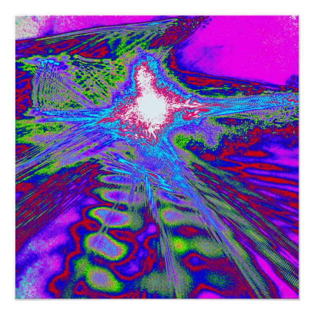 Neon Fractal Burst – Glossy Art Poster (Anverso)