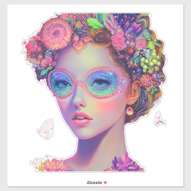 Neon Garden Goddess Pegatina (Hoja)