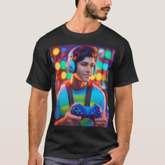 Neon Glare Gaming Controller Diseño Camiseta