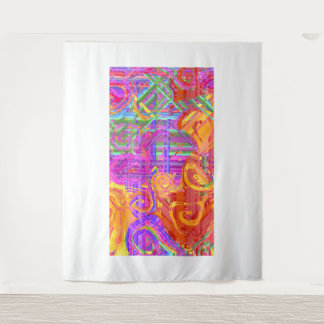 Neón Glitch Plaid | Tapiz de pared abstracto