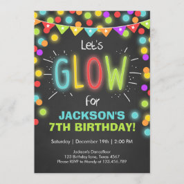 Neon Glow en la invitación del cumpleaños oscuro