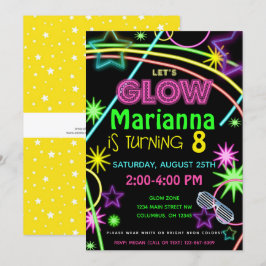 Neon Glow en la invitación del Fiesta de cumpleaño